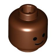 Minifig Head Standard Grin Print [Blocked Open Stud] Reddish Brown