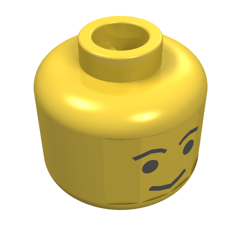 Minifig Head, Standard Grin and Eyebrows Print Yellow