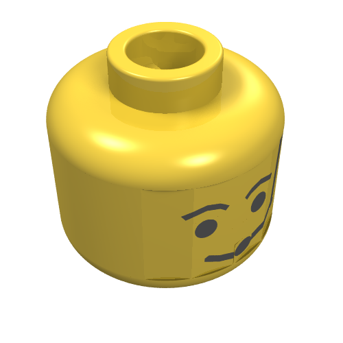 Minifig Head Rebel Pilot, Eyebrows and Headset Print [Blocked Open Stud] Gelb