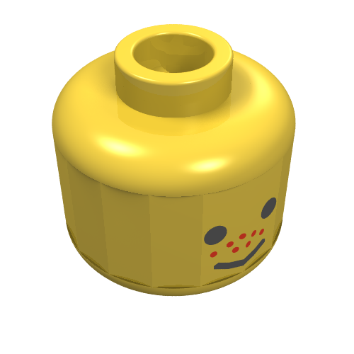 Minifig Head, Freckle Nose and Standard Grin Print [Blocked Open Stud] Gelb