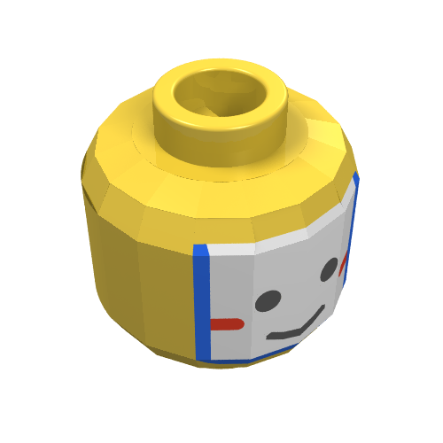 Minifig Head Islander King Kahuka, Face Paint with White and Blue War Paint Print [Blocked Open Stud] Gelb