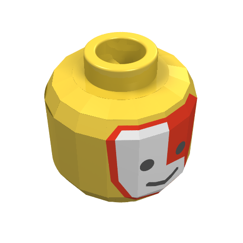 Minifig Head Islander, Face Paint with Red and White War Paint Print [Blocked Open Stud] Yellow