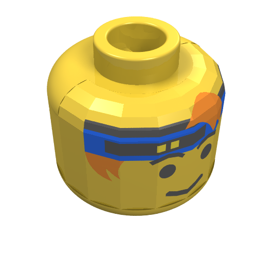 Minifig Head, Headband Blue with Eyebrows Print Yellow