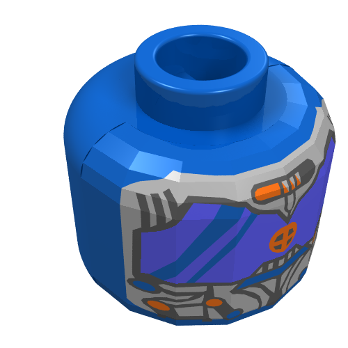 Minifig Head Droid, Large Blue Mask Print [Blocked Open Stud] Blue