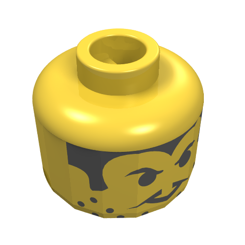 Minifig Head Spyrius Chief, Moustache Thin, Stubble and Sideburns Print Yellow