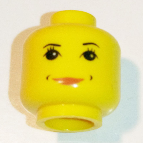 Minifig Head Hermione Granger, Eyelashes, Peach Lips, Smile Print [Blocked Open Stud] Yellow