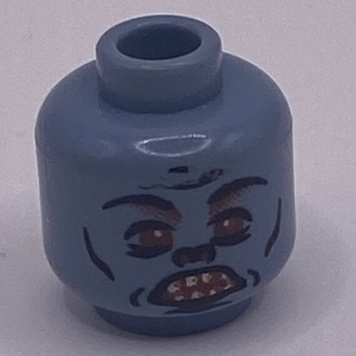 Minifig Head Troll, Eyebrows, Red Eyes, Teeth Print Sand Blue