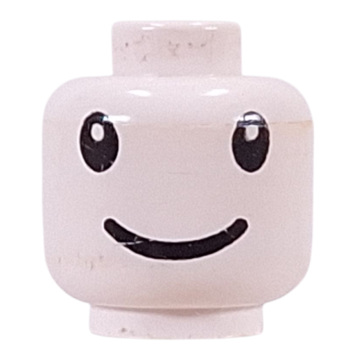 Minifig Head Nesquik Bunny, Wide Apart Eyes and Smile Print [Blocked Open Stud] Weiß