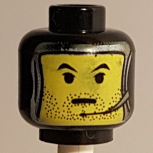 Minifig Head Jango Fett, Balaclava with Silver Framed Face and Headset Print Schwarz