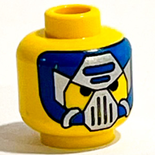 Minifig Head Hydronaut, Blue and Silver Mask Type 3 Print [Blocked Open Stud] Gelb