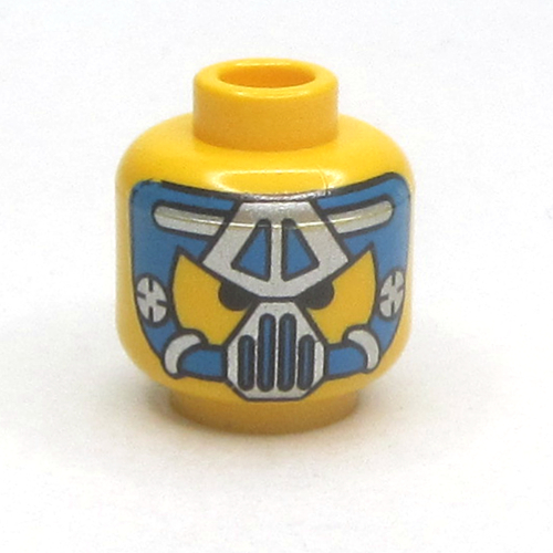 Minifig Head Hydronaut, Blue and Silver Mask Type 2 Print Gelb