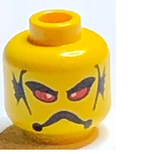 Minifig Head Stingray, Red Eyes, Frown and Gills Print [Blocked Open Stud] Yellow