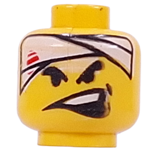 Minifig Head, White Bandage with Blood, Side Open Mouth Print [Blocked Open Stud] Gelb