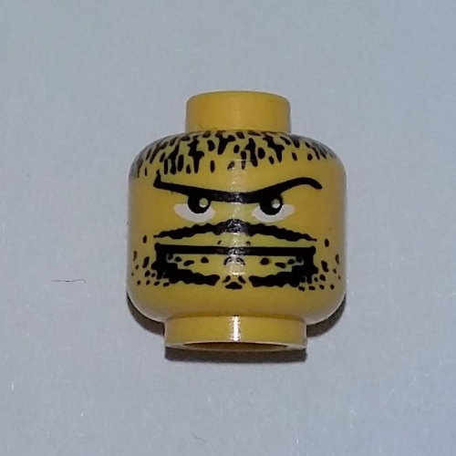 Minifig Head Basketball Player / Skateboarder, Moustache Thin, Goatee, Long Eyebrow, Stubble Print Gelb