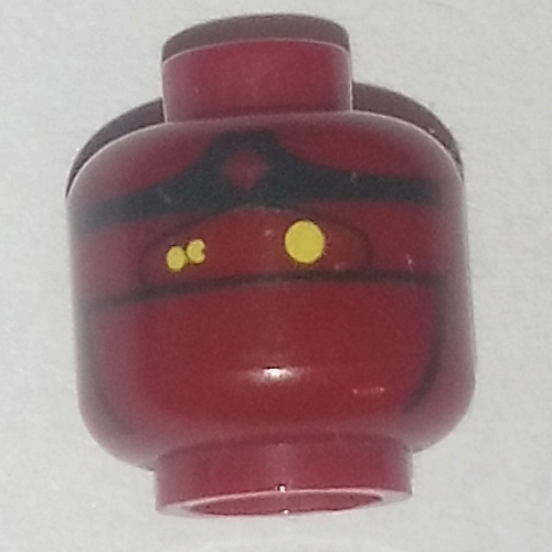Minifig Head EV-9D9 Droid, Yellow Eyes Print Dark Red
