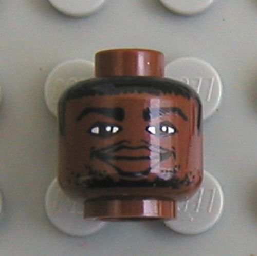Minifig Head NBA Tim Duncan Print [Blocked Open Stud] Brown