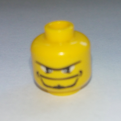 Minifig Head, Beard with Goatee, Unibrow and Eye Whites Print Gelb