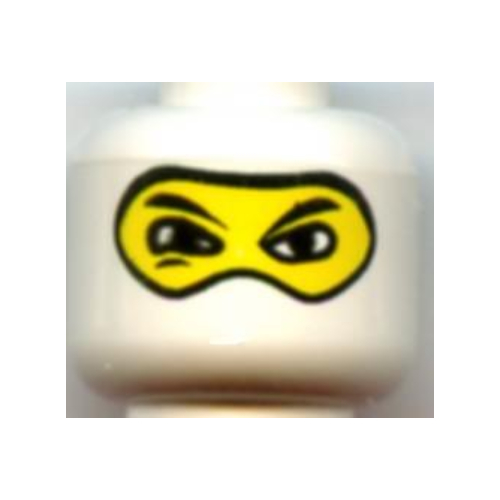 Minifig Head Driver, Balaclava with Eyes Hole and Nose Hump, Large Eye Whites and Squint Print [Blocked Open Stud] Weiß
