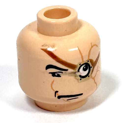 Minifig Head Alastor Mad-Eye Moody, Monocle (Magic Eye), Scars Print Light Nougat