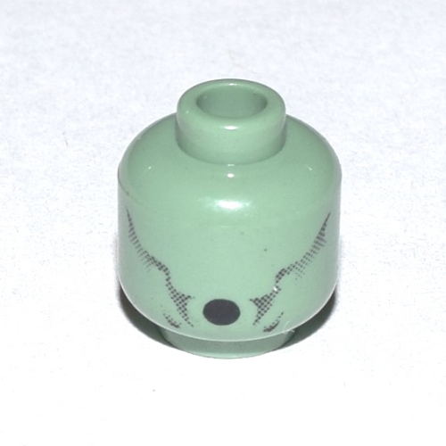 Minifig Head Dementor, Cheek Lines, Round Mouth Print [Blocked Open Stud] Sand Green