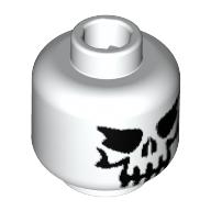Minifig Head Skeleton, Evil Skull Print White
