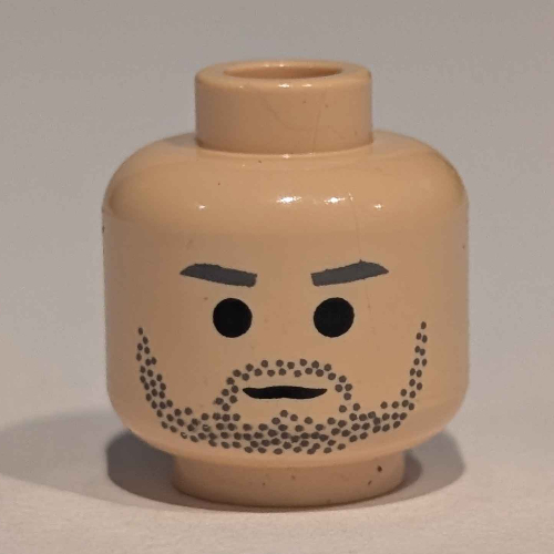 Minifig Head Owen Lars, Gray Stubble and Gray Eyebrows Print [Blocked Open Stud] Hellnougat
