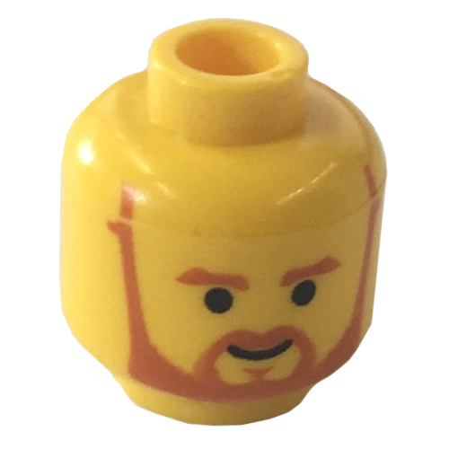 Minifig Head Obi-Wan Kenobi, Beard with Brown Trim Beard (forked below mouth) and Eyebrows Print [Blocked Open Stud] in 