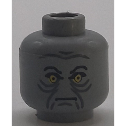 Minifig Head Palpatine (Emperor), Angry Eyebrows, Yellow Eyes and Gray Wrinkles Print Light Bluish Gray