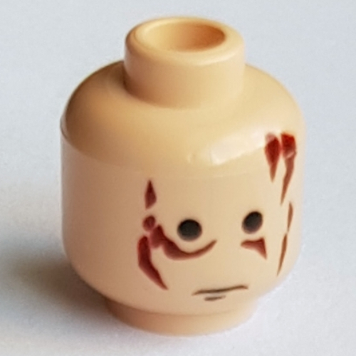 Minifig Head Anakin Skywalker, Scars Red Left & Right, No Eyebrows Print Hellnougat