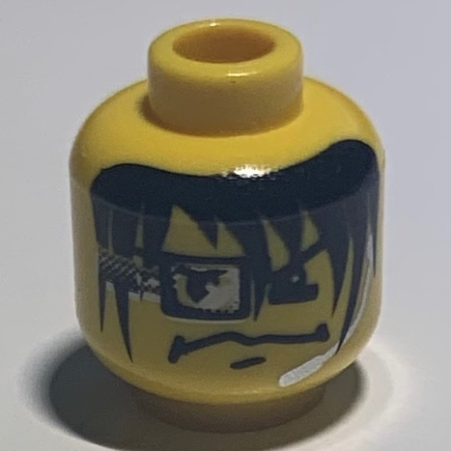 Minifig Head Arrow, Eyebrows, Long Hair, Headset and Square Eye Device Print Yellow