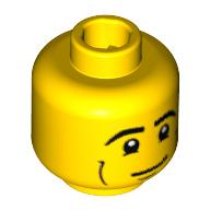 Minifig Head Deep Sea Diver, Eyebrows, Cheek Lines and White Pupils Print [Blocked Open Stud] Yellow