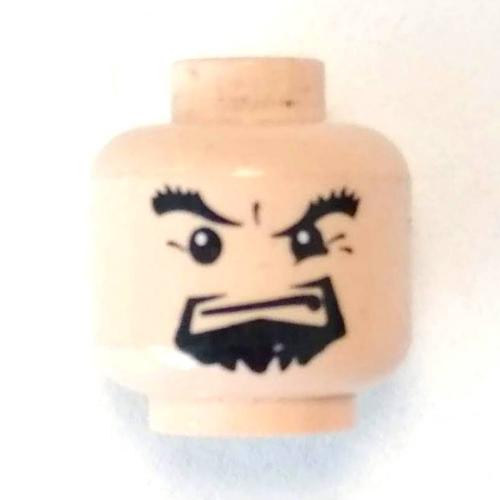 Minifig Head Igor Karkaroff, Goatee, Thick Eyebrows and Squint, Grimace Print Hellnougat