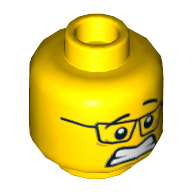 Minifig Head, Glasses, Smiling / Scared Print Yellow