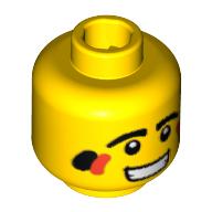 Minifig Head Tribal Hunter, Eyes and Eyebrows, Two-Color Cheek Paint Print [Blocked Open Stud] Yellow