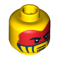 Minifig Head Tomahawk Warrior, Face Paint with Red War Paint Print [Blocked Open Stud] Gelb