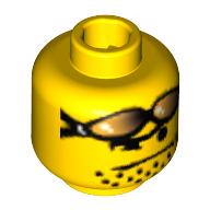 Minifig Head, Orange Sunglasses on Forehead, Stubble Print [Blocked Open Stud] Yellow