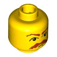 Minifig Head Vernon Dursley, Moustache Brown Bushy Moustache and Eyebrows Print Yellow