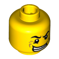 Minifig Head Paintball Player, Angry Eyebrows, Bared Teeth and Wrinkles Print [Blocked Open Stud] Gelb