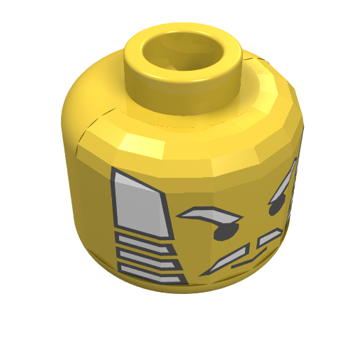 Minifig Head Ninja, White Hair, Eyebrows, and Moustache Print [Blocked Open Stud] Yellow