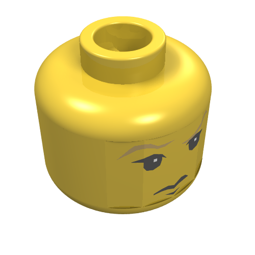 Minifig Head Draco Malfoy, Tan Eyebrows and Frown Print [Blocked Open Stud] in 