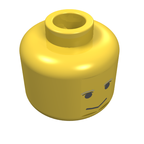 Minifig Head Lobot, Gray Eyebrows & Implant Print [Blocked Open Stud] Yellow