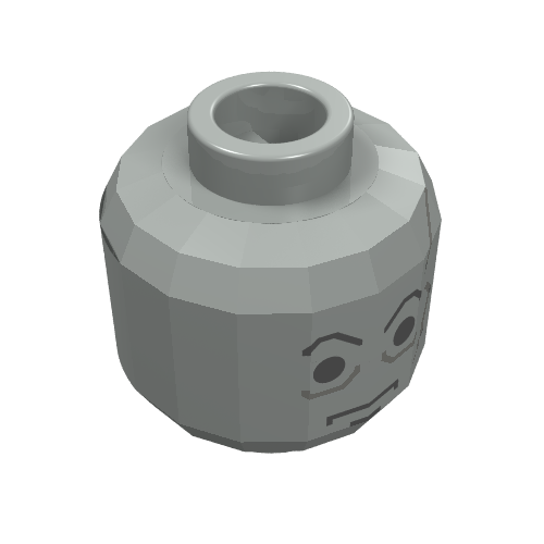 Minifig Head Darth Vader, Scars Gray Left, Eyebrows Print Hellgrau