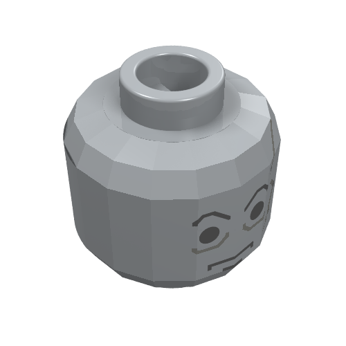 Minifig Head Darth Vader, Scars Gray Left, Eyebrows Print Light Bluish Gray