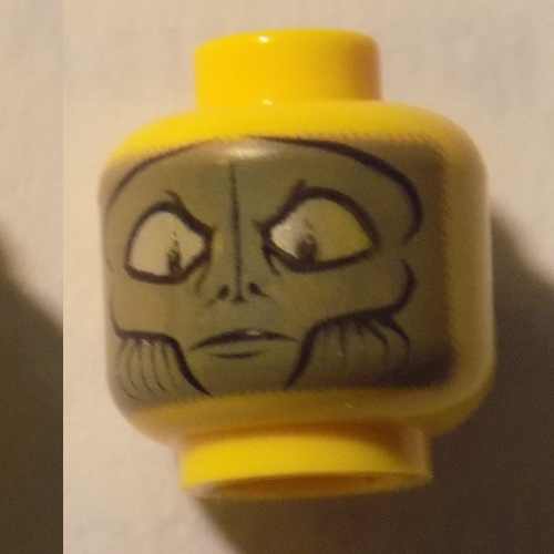 Minifig Head Zam Wesell, Veil / Gray Face Print Yellow