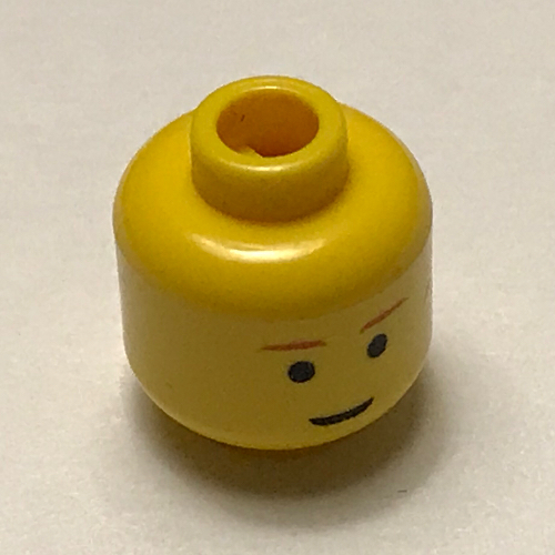 Minifig Head Anakin Skywalker, Brown Eyebrows, Slight Smile Print [Blocked Open Stud] Yellow