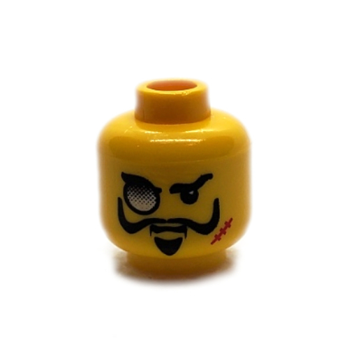 Minifig Head Lord Sam Sinister, Monocle, Scar, and Goatee Print Yellow