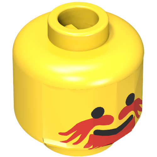 Minifig Head Knight, Moustache Red Goatee Print [Blocked Open Stud] Gelb
