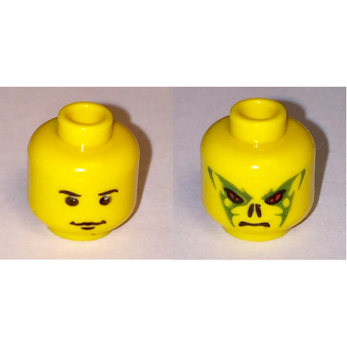 Minifig Head Quirinus Quirrell / Voldemort, Dual Sided, Neutral / Red Eyes with Snake Nose Print in 