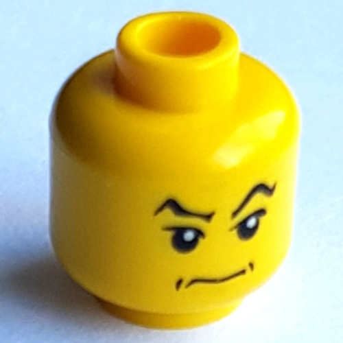 Minifig Head Lucius Malfoy, Raised Eyebrows and Angry Smirk Print Yellow