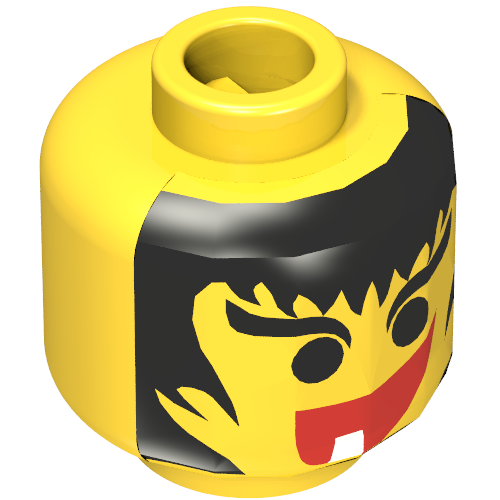 Minifig Head Witch, Hair Framed Face, Eyebrows and 1 Tooth in Mouth Print [Blocked Open Stud] Yellow